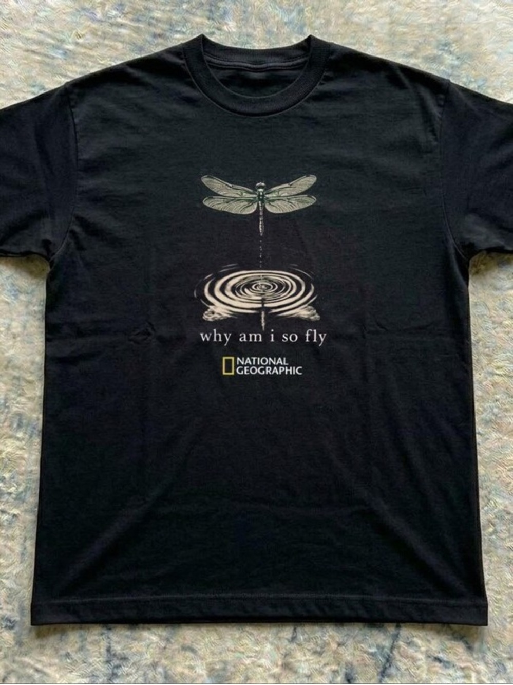 Gildan Black Short-Sleeve Tee with Dragonfly Ripple Graphic